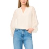 image:imageVince Camuto Split Neck Long Sleeve Blouse with Smocked CuffNew Ivory