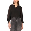 image:imageVince Camuto Split Neck Long Sleeve Blouse with Smocked CuffRich Black