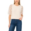 image:imageVince Camuto Womens 34 Lace Sleeve Crew Neck SweaterIvory Mist