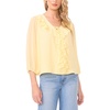 image:imageVince Camuto Womens 34 Sleeve Double Ruffle Tie Neck BlouseMellow Yellow