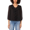 image:imageVince Camuto Womens 34 Sleeve Double Ruffle Tie Neck BlouseRich Black