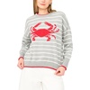 image:imageVince Camuto Womens Crab Motif Striped Crew Neck Long Sleeve SweaterLight Heather Grey