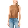 image:imageVince Camuto Womens Faux Suede Sleeveless Crew Neck BlouseCamel
