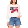 image:imageVince Camuto Womens Flag Print Long Sleeve Crew Neck SweaterAntique White