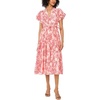 image:imageVince Camuto Womens Floral Notch Neck Short Sleeve Midi DressSummer Rose