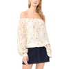 image:imageVince Camuto Womens Floral Off the Shoulder Long Sleeve BlouseUltra White