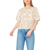 image:imageVince Camuto Womens Floral Print Button Up Short Sleeve TopAntique White