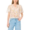 image:imageVince Camuto Womens Floral Print Tie Neck 34 Sleeve BlouseUltra White