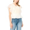 image:imageVince Camuto Womens Flutter Sleeve Lace Front Wrap Peplum TopNew Ivory