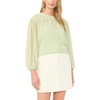 image:imageVince Camuto Womens Half Placket Shirred Yoke BlouseLily Green