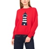 image:imageVince Camuto Womens Lighthouse Motif Crew Neck Long Sleeve SweaterRacing Red