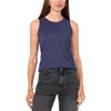 image:imageVince Camuto Womens Metallic Rib Knit Sleeveless Back Keyhole TankVintage Blue