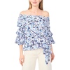 image:imageVince Camuto Womens Off the Shoulder Bubble Sleeve Side Tie BlouseBlue Shadow
