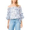 image:imageVince Camuto Womens Off the Shoulder Paisley Bubble Sleeve BlouseFrosting Blue