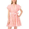 image:imageVince Camuto Womens Puff Sleeve Notch Neck Tie Waist Mini DressSummer Rose