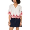 image:imageVince Camuto Womens Trim Detailed V Neck 34 Sleeve BlouseUltra White