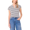 image:imageVince Camuto Womens VFront Placket Short Sleeve BlouseRich Black