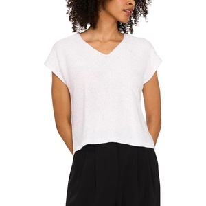 image:imageSequin V Neck Short Sleeve SweaterAntique White Silver