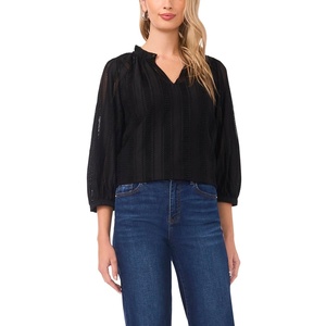 image:imageVince Camuto Raglan Peasant Split Neck BlouseRich Black