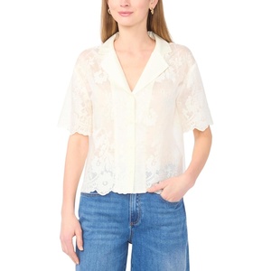 image:imageVince Camuto Relaxed Collar Short Sleeve ButtonUpNew Ivory