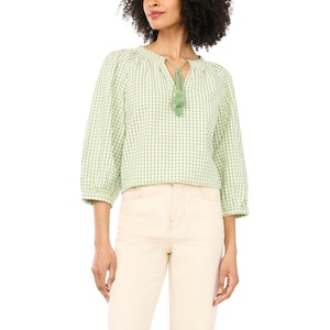 image:imageVince Camuto Tie Neck Peasant Sleeve BlouseLily Green