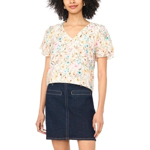 image:imageVince Camuto Vneck Tulip Sleeve BlouseAntique White