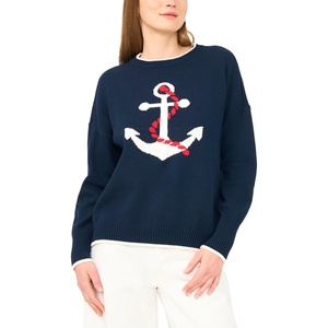 image:imageVince Camuto Womens Anchor Motifcrew Neck Long Sleeve SweaterClassic Navy