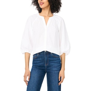 image:imageVince Camuto Womens Cotton Poplin Long Raglan Sleeve Button Down BlouseUltra White