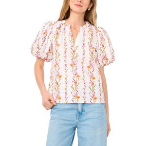 image:imageVince Camuto Womens Cotton Poplin Short Puff Sleeve TopPink Bliss