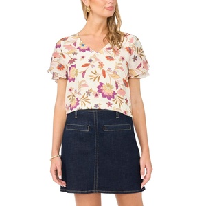 image:imageVince Camuto Womens Crew Neck Top with Ruffle SeamNew Ivory