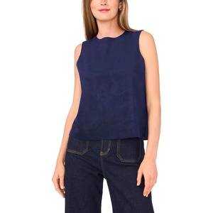 image:imageVince Camuto Womens Faux Suede Sleeveless Crew Neck Blouse407 Classic Navy