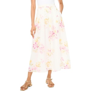image:imageVince Camuto Womens Floral Pleated Straight Hem Maxi SkirtLemon Cream