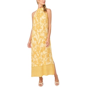 image:imageVince Camuto Womens Floral Sleeveless Halter Neck Maxi DressLemon Cream