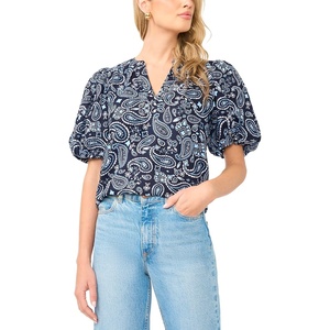 image:imageVince Camuto Womens Organdy Short Puff Sleeve TopClassic Navy