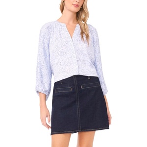 image:imageVince Camuto Womens Pleated Raglan Sleeve Button Up BlouseLake Breeze