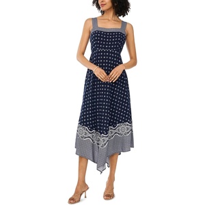 image:imageVince Camuto Womens Printed Hanky Hem Tank Midi DressClassic Navy