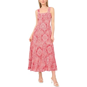 image:imageVince Camuto Womens Printed Sleeveless Thick Strap Maxi DressLobster Red