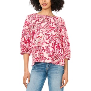 image:imageVince Camuto Womens Raglan Puff 34 Sleeve BlouseCherry Red