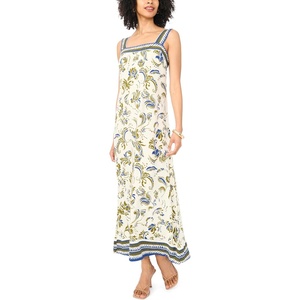 image:imageVince Camuto Womens Square Neck Smocked Back Sleeveless Maxi DressNew Ivory