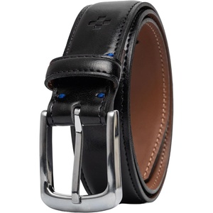 image:imageVince Camuto Belts Men  Genuine Leather with Edge Stitch Detailing and a Nickle Finish Belt BuckleBlack