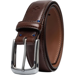 image:imageVince Camuto Belts Men  Genuine Leather with Edge Stitch Detailing and a Nickle Finish Belt BuckleDark Tan