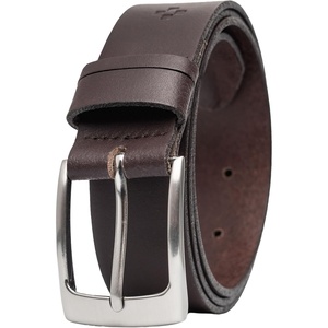 image:imageVince Camuto Mens Jean Belt  35mm Width  Genuine Leather Belt  Matte Nickle Finish Belt BuckleBrown