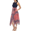 image:imageVince Camuto Womens Sleeveless High Neck Tie Waist Handkerchief Midi DressPlum
