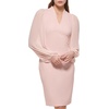 image:imageVince Camuto Womens Stretch Crepe Bodycon Dress with Chiffon Balloon SleevesBlush