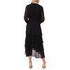 image:imageVince Camuto Womens Tiered Ruffle VNeck Long Sleeve Smocked Waist Midi DressRich Black