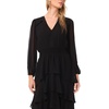 image:imageVince Camuto Womens Tiered Ruffle VNeck Long Sleeve Smocked Waist Midi DressRich Black