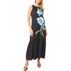 image:imageVince Camuto Womens Placement Print High Neck Drop Waist Tiered Maxi DressRich Black