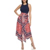 image:imageVince Camuto Womens Sleeveless High Neck Tie Waist Handkerchief Midi DressPlum