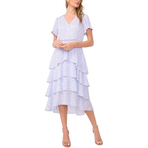 image:imageVNeck Four Tier Layered Midi DressLake Breeze