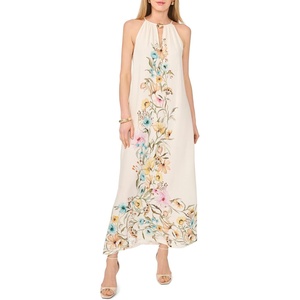 image:imageVince Camuto High Neck Flowy Maxi with TrimAntique White